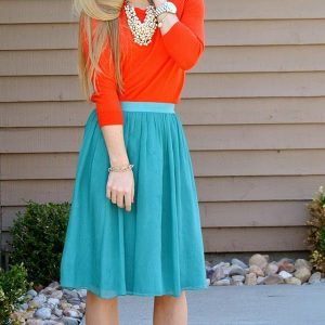 contoh baju turquoise dan oranye