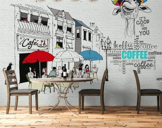 contoh desain dinding cafe