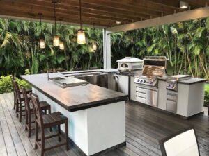 rumah modern minimalis dapur menyatu dengan taman belakang